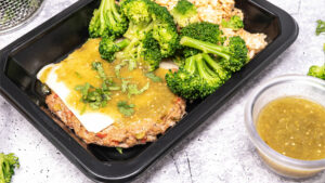 Green Chili Turkey Patty Melt w/Spanish Rice & Broccoli